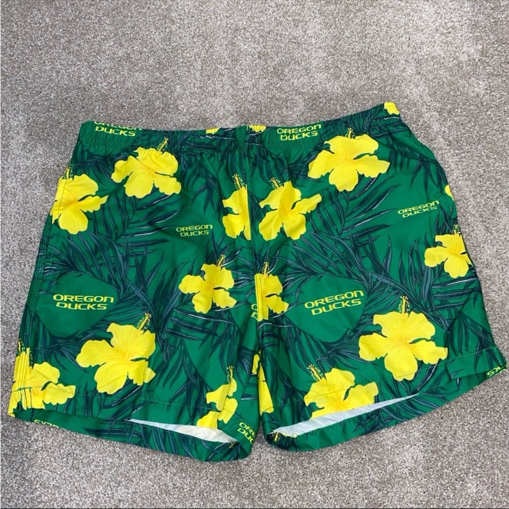 Green & Yellow Floral Swim Trunks